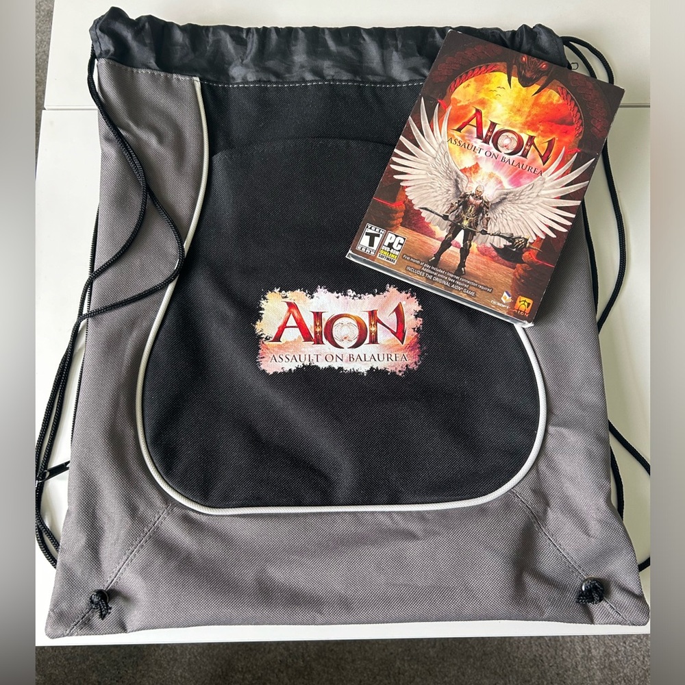 Brand New NCSoft Aion Drawstring Bag + Assault on Balaurea PC Game